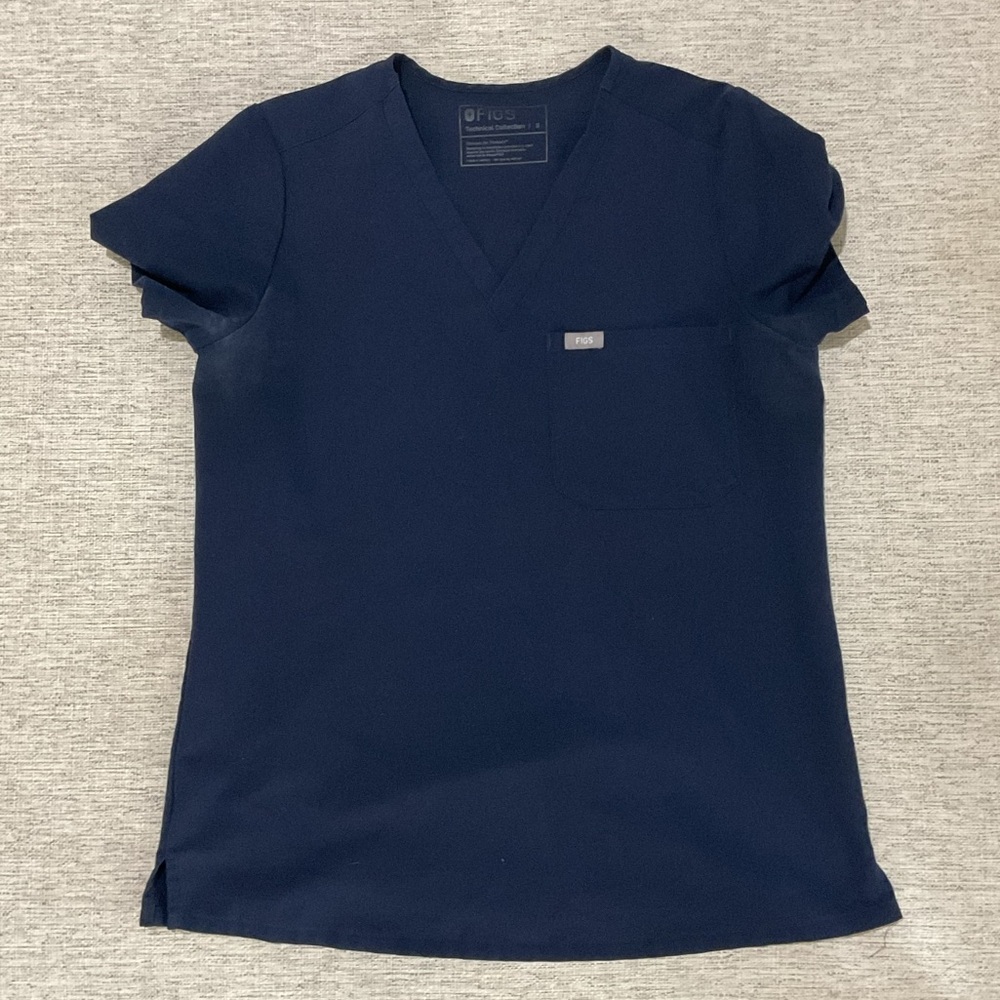 Figs Deep Blue V-Neck Scrub Top